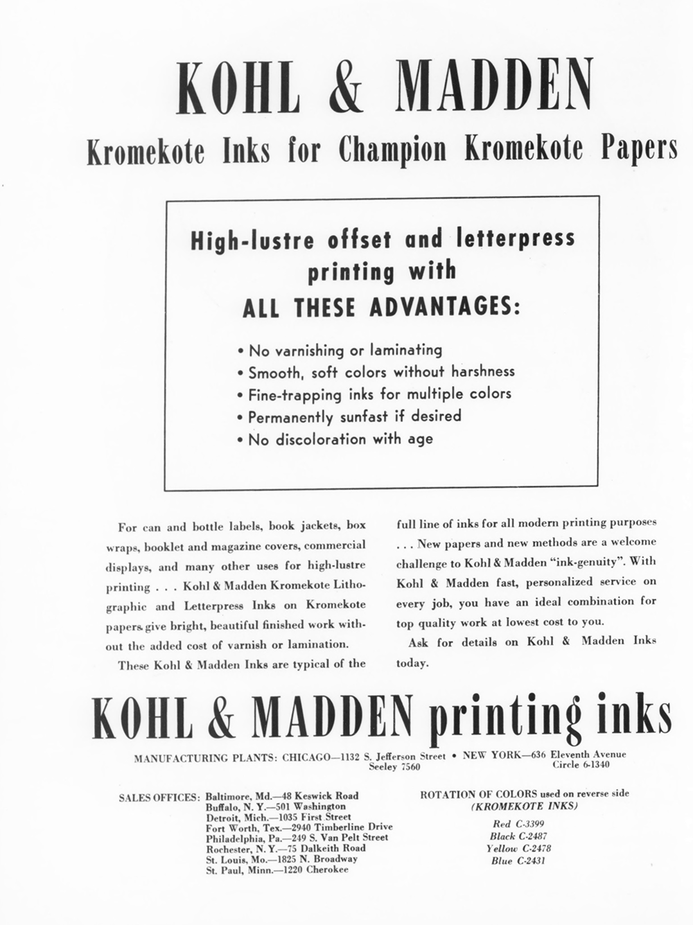 Kohl & Madden Ink Company Plant, Chicago