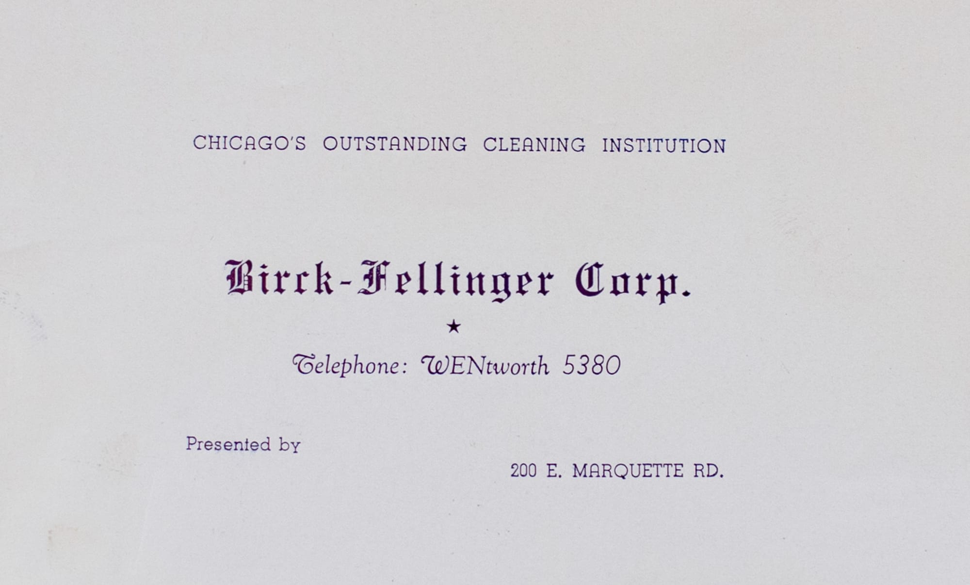 Birck-Fellinger Corp., Chicago
