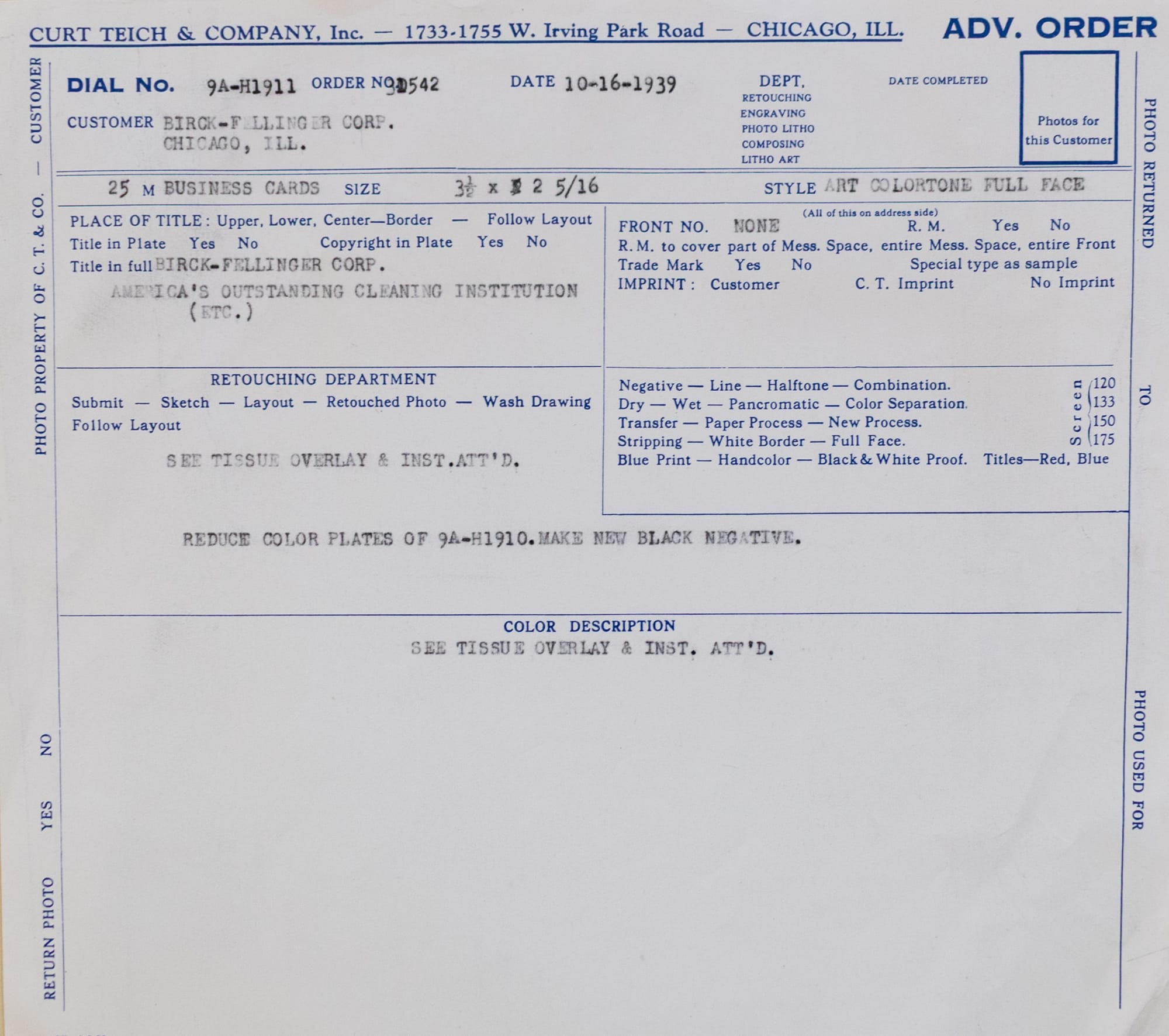 Birck-Fellinger Corp., Chicago