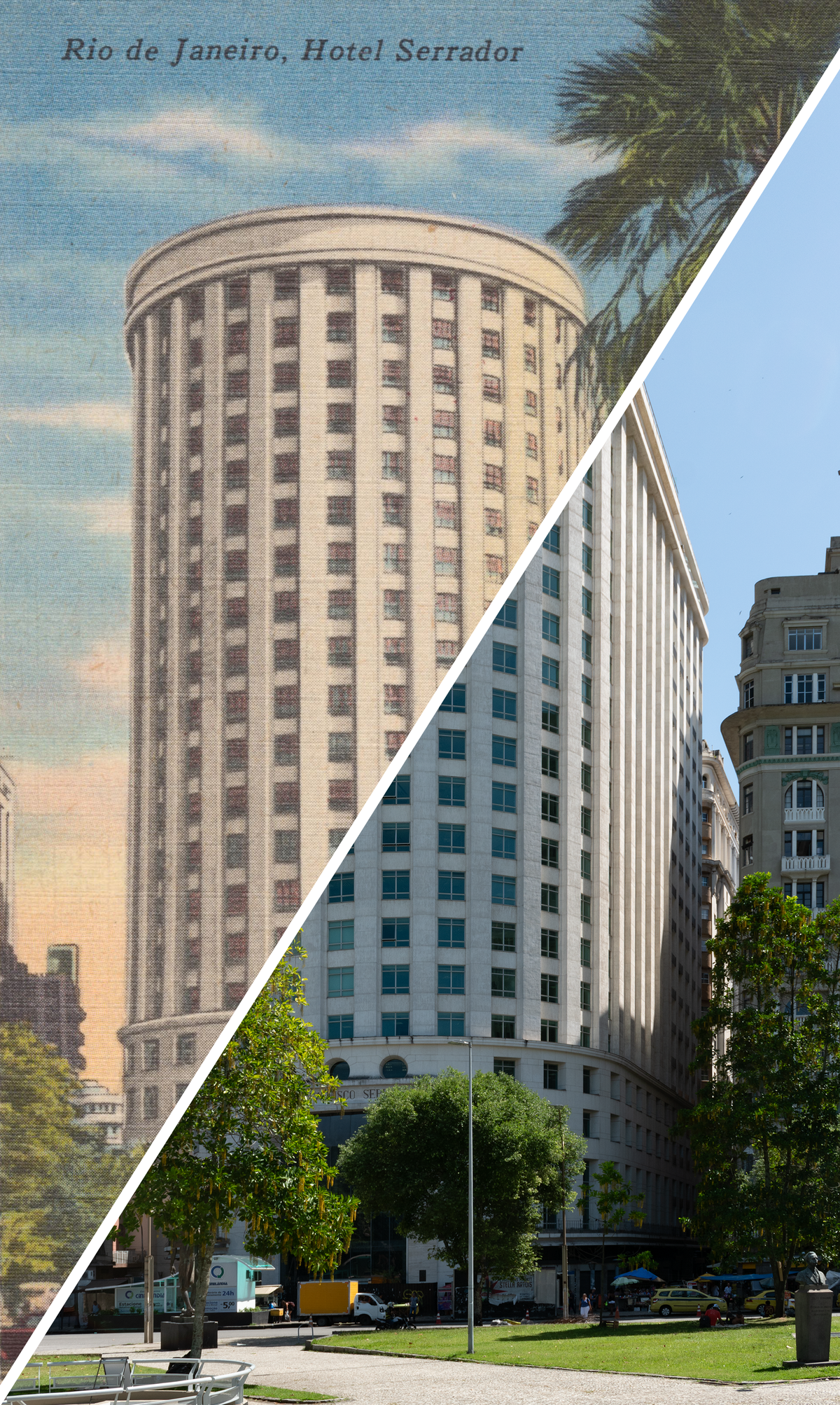 Merged image of the postcard and photo