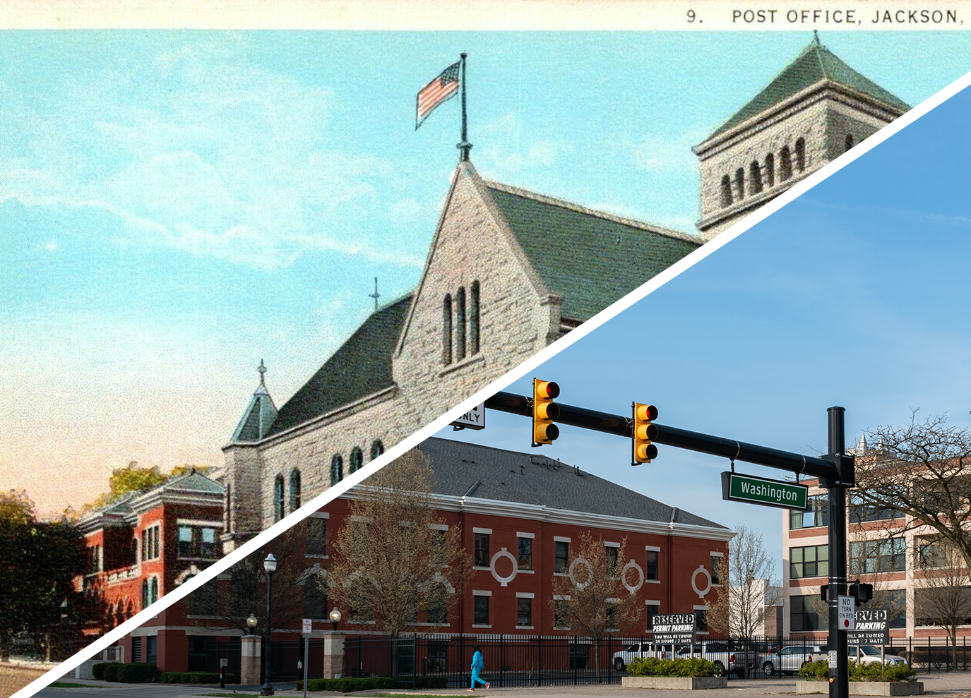 Merged image of the postcard and photo