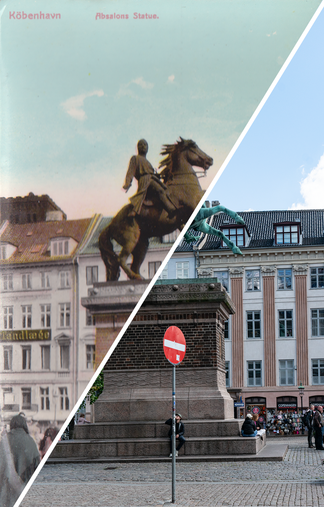 Merged image of the postcard and photo