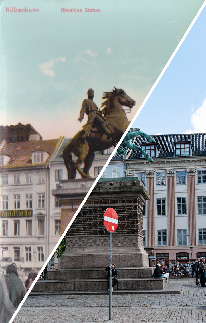 Merged image of the postcard and photo